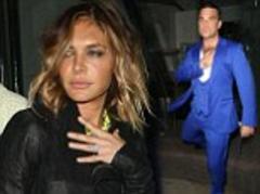 robbie williams' wife ayda field looks a little worse for wear after being treated to a slap-up birthday meal at nobu